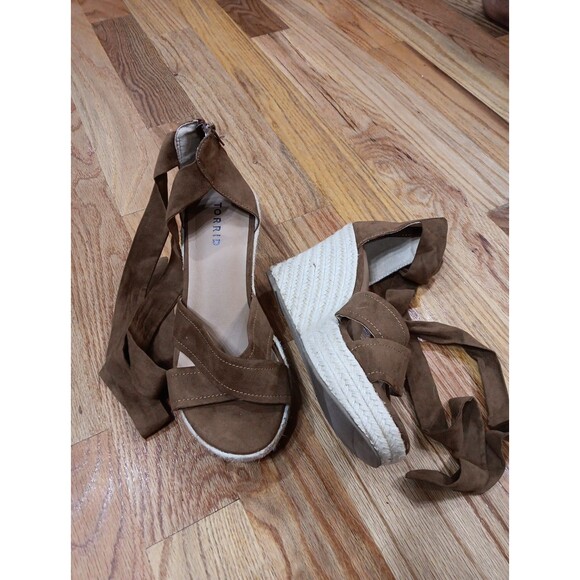 Torrid‎ Lace-Up Espadrille Wedge - Brown 9WW - Picture 1 of 6